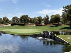 Raven Golf Club Phoenix signature hole with mountain views near Scottsdale Arizona